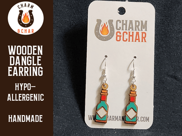 Tobasco Sauce Wood Dangle Earrings - Food Fashion Earring - Dangle Earring - Charm and Char